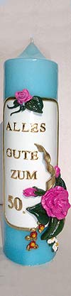 Geburtstagskerze mit Wachsblumen