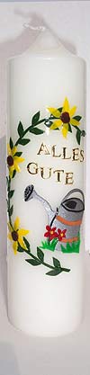 Geburtstagskerze mit Gartenmotiv