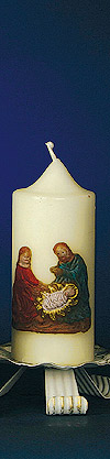 Stumpe mit Krippe als Weihnachtskerze